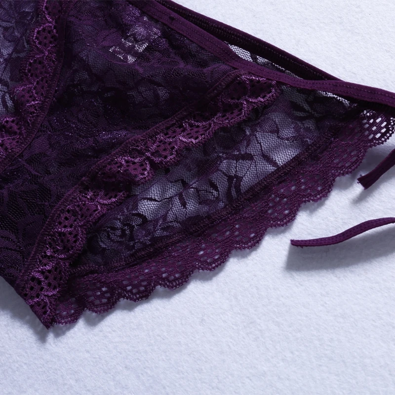 Женские сексуальные кружевные стринги с бантом сбоку регулируемые трусики