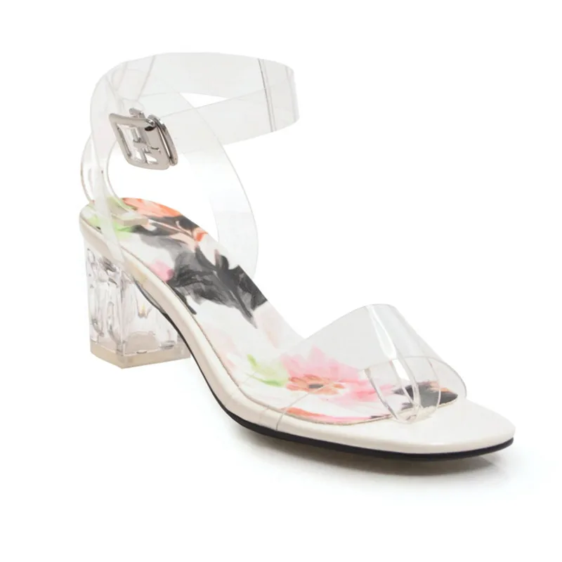 Босоножки YMECHIC розовые белые черные желтые прозрачные босоножки на высоком