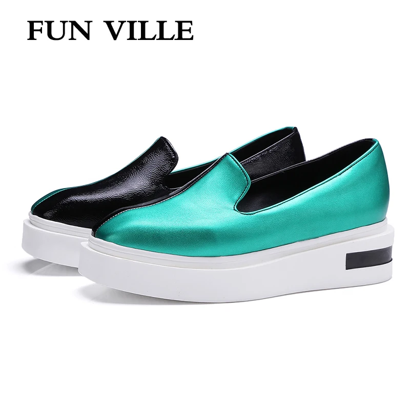 FUN VILLE/Новая модная Осенняя женская обувь на плоской подошве повседневная из