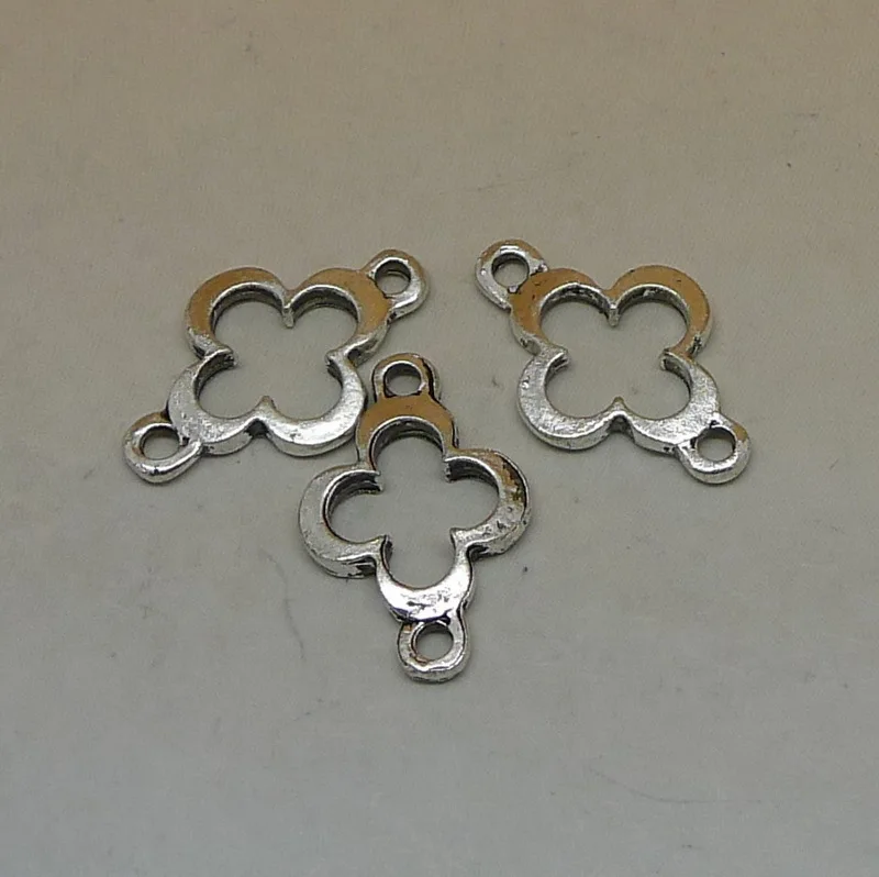 Бесплатная доставка античное серебро высаженный филигранный 2 отверстия