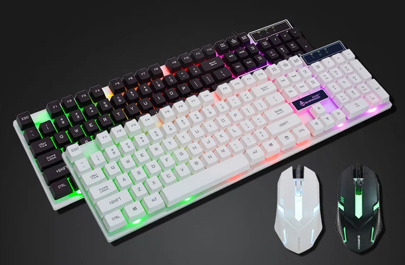 K280 USB Проводная компьютерная клавиатура стандарт 104 клавиш эргономичная ПК клавиатура с русской наклейкой Радужный светодиодный подсветка для рабочего стола