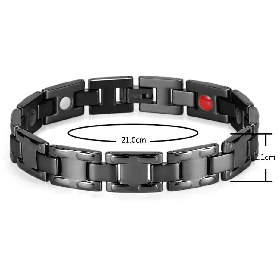 Для мужчин Шарм черный титан браслет с 4 Ele ts здоровье и гигиена Магнитный
