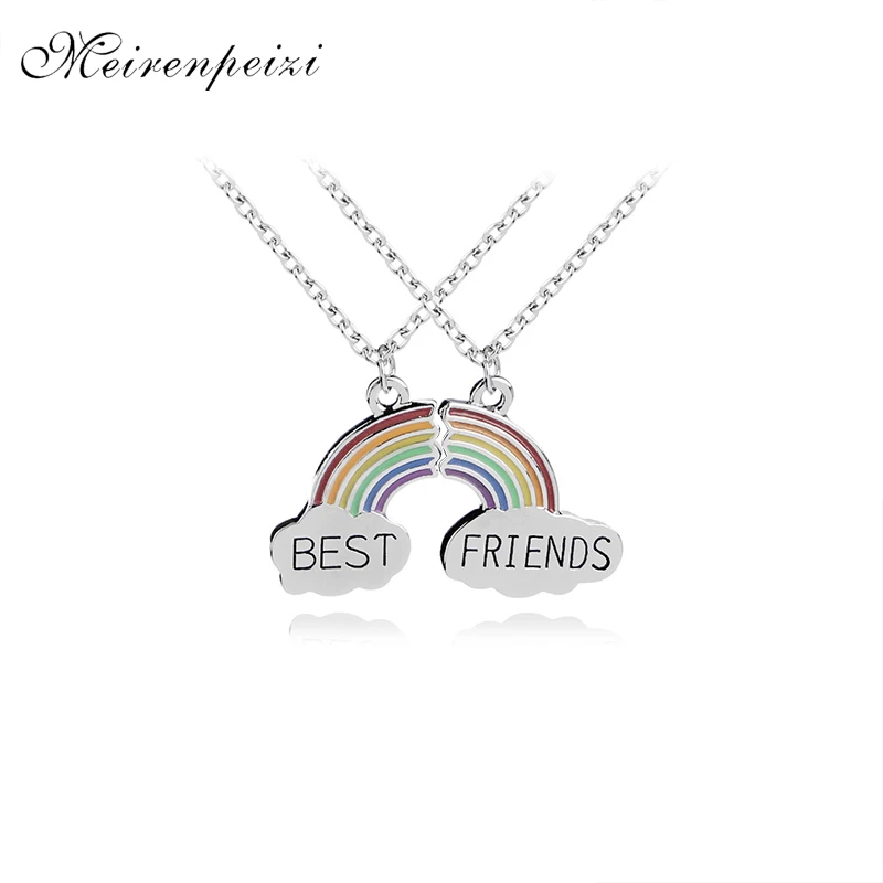 Ожерелье BFF с радужной строчкой ожерелье для девочек подвеской Best Friends forever For 2