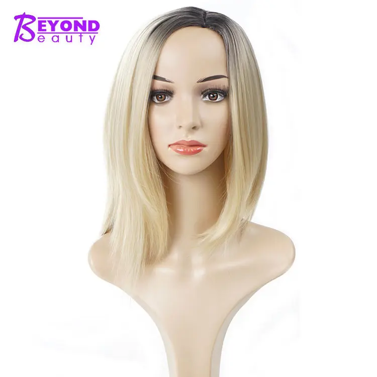 Beyond beauty парик из коротких синтетических волос для женщин Омбре блонд черный прямой боб парики стрижка накладной парик для студенческой вечеринки - Цвет: P2/613