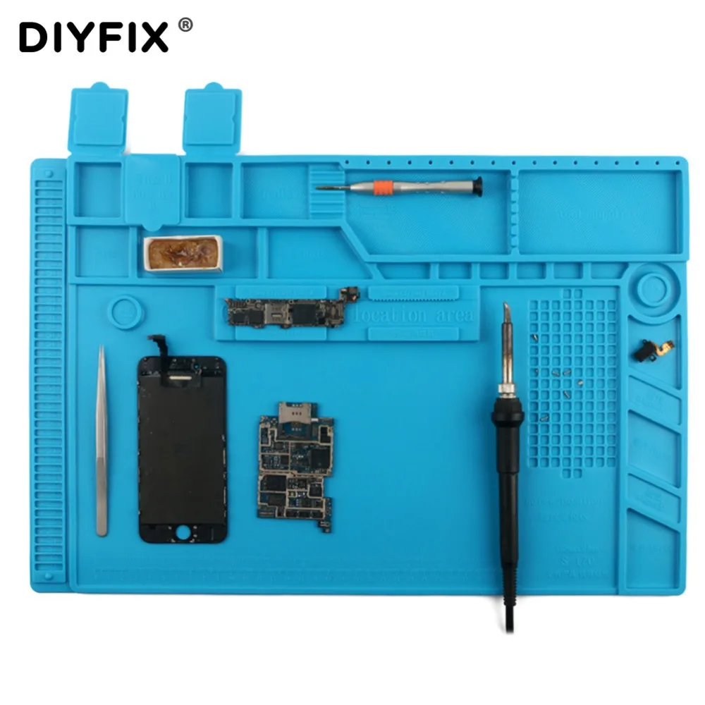 

Теплоизоляционный мягкий силиконовый коврик DIYFIX S-170, коврик паяльный, платформа для обслуживания стола электрических компонентов, ремонтная станция