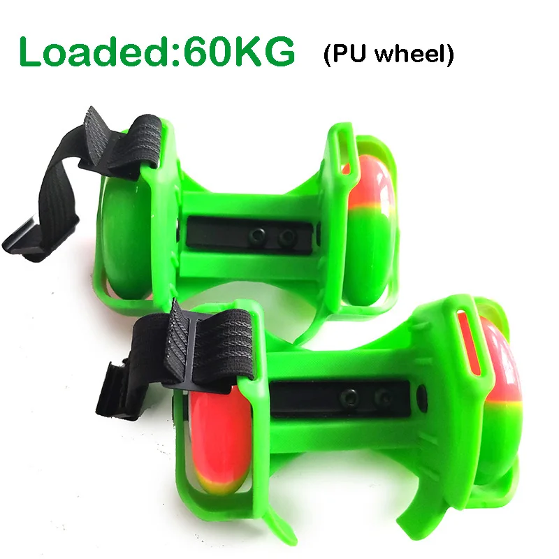 60KG PU green Мигающая обувь для катания на роликах; маленький вихревой шкив; флэш-колесо; роликовые коньки; спортивные роликовые коньки; обувь для детей и взрослых - Цвет: 60KG PU green