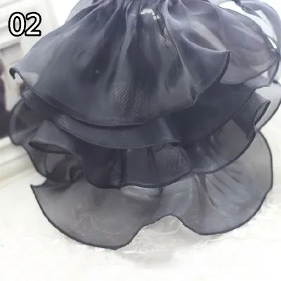 3 ярдов 14 цветов DIY аксессуары для одежды 9 см раза шифон пряжа кружева Сетчатая кружевная отделка Марли аксессуары с оборками RS2144 - Цвет: 02 black