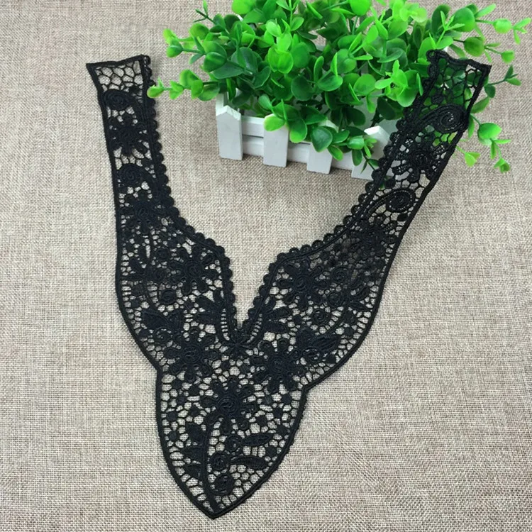 Черный цветочный кружевной воротник тканевый отделка DIY вышивка ткани вырез
