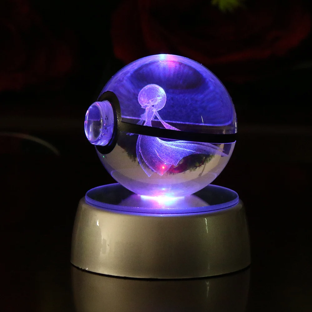 Хуэй юань 3D Хрустальный шар светодиодный светильник для серии Покемон Eevee/Gardevoir/Raichu 5 см Настольный декоративный светильник стеклянный шар HY-667