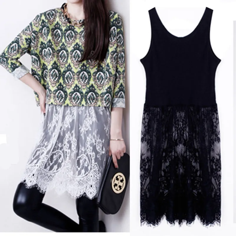

Женское кружевное платье, летнее повседневное черно-белое хлопковое базовое платье в стиле пэчворк, облегающее вечернее платье, платья-