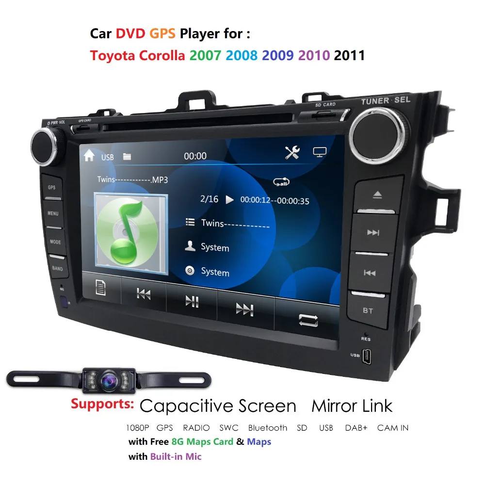 2Din автомобильный DVD плеер для Toyota corolla 2007 2008 2009 2010 2011 радио рекордер Автомобильный