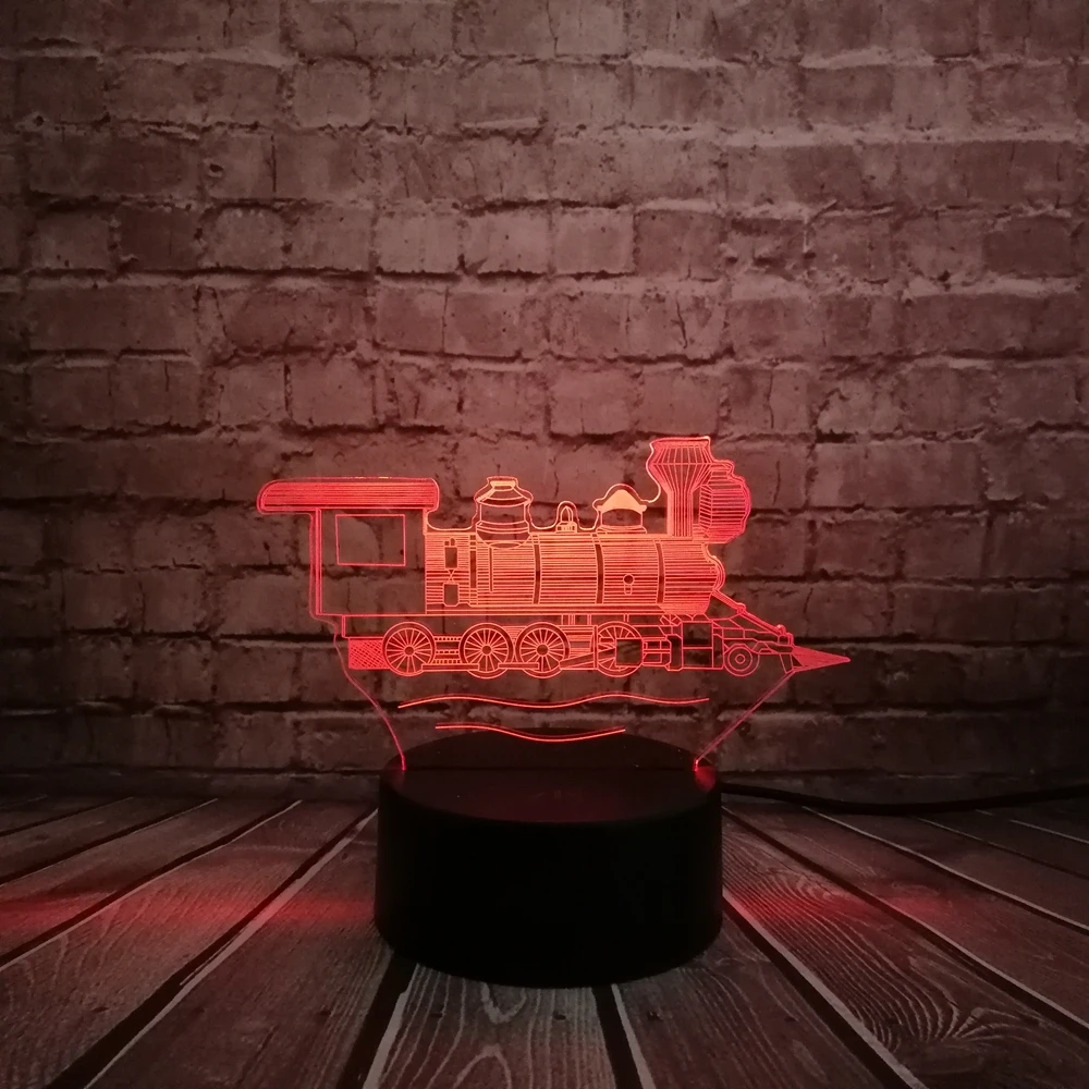 Иллюзия 7 цветов изменение 3D акриловая головка для дорожного поезда usb зарядка