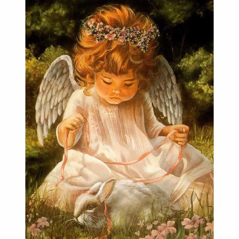 YIKEE 5d Diy Diamond Painting Full Drill Angels Embroidery Sale Angel Handmade Wall Decor Scenery Mosaic Crystal h1412 | Дом и сад