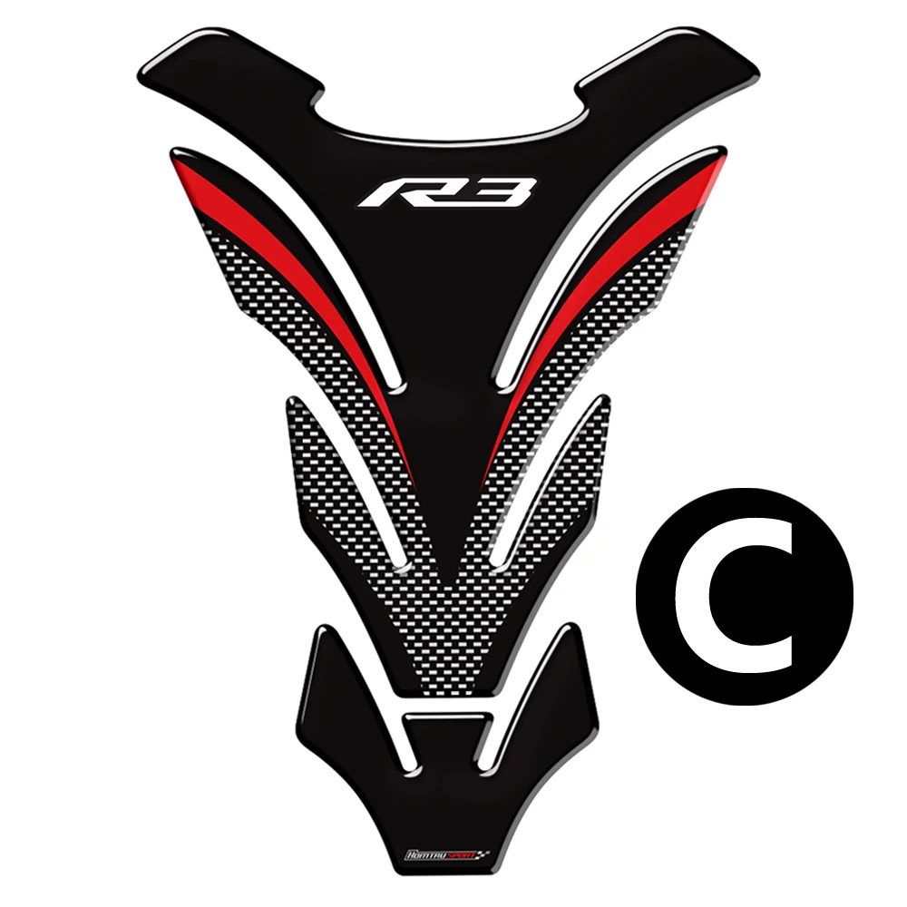 C 3D Мотоцикл Танк Pad Защитная Наклейка Наклейки Чехол для Yamaha R3 YZF-R3 VS танк - Цвет: C