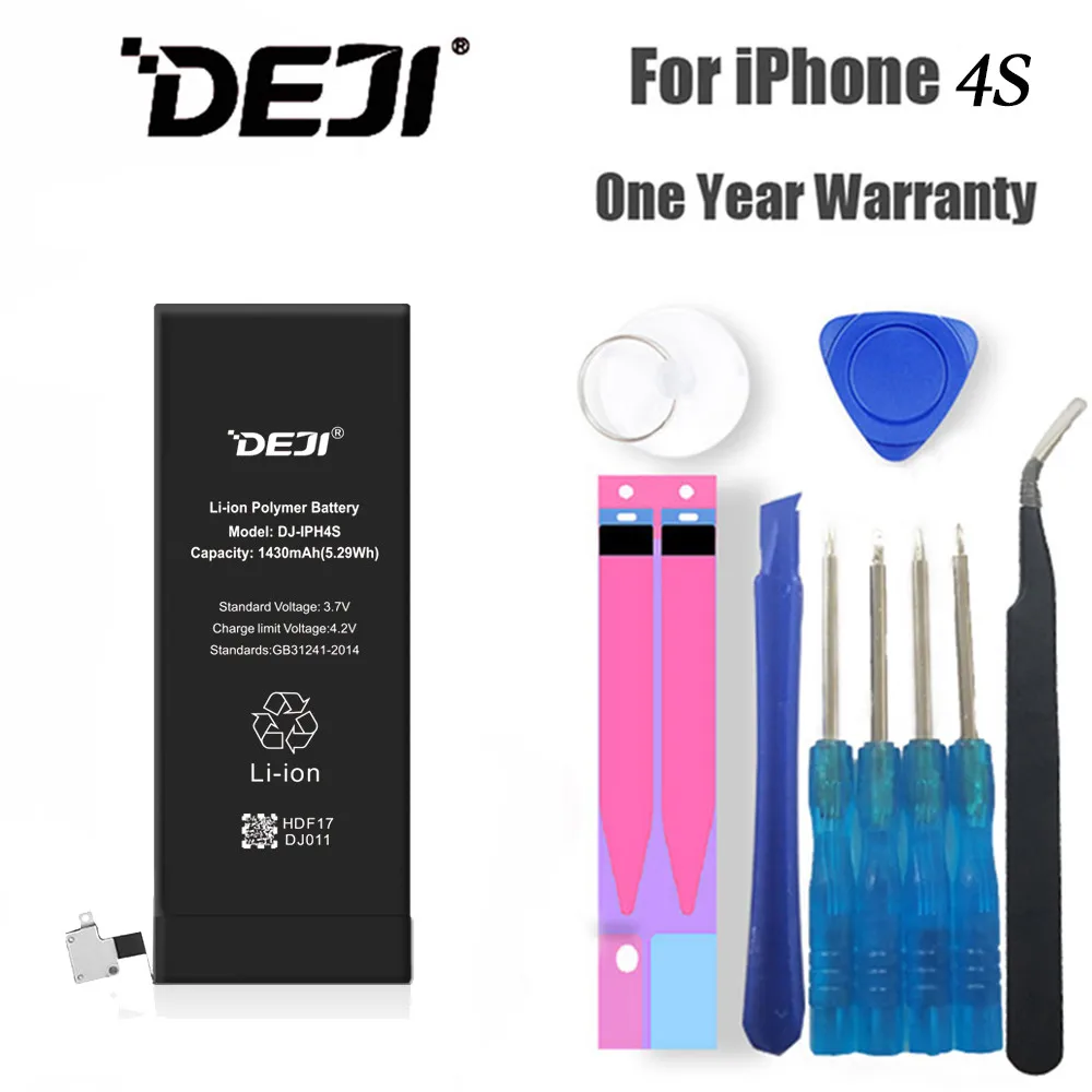 DEJI литий-полимерный аккумулятор для iPhone 4GS/4S, высокое качество, реальная емкость, 1430 мА/ч, внутренние запасные аккумуляторы для телефонов