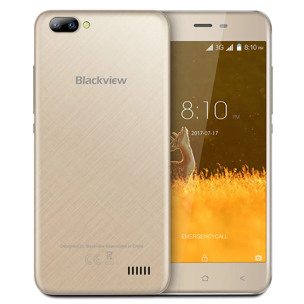 Blackview A7 двойной сзади Камера Android 7 0 MTK6580 4 ядра 5 дюйма 1 ГБ Оперативная память 8 GB