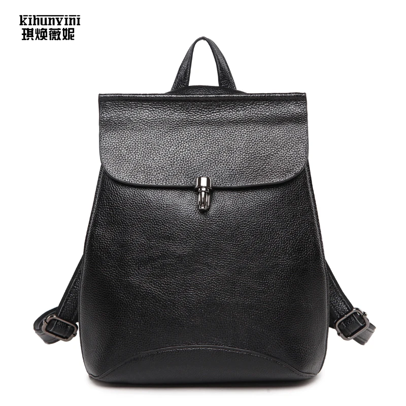 

Cow Leather Trim Backpack Women Bag Pack Ladies Hot Sale Fashion Back Pack Mochila Feminiana Girl's Double Shoulders Bag Bolsas