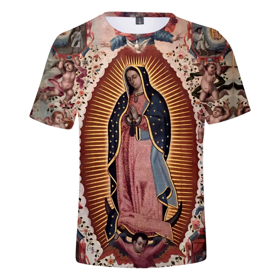 Our Lady of Guadalupe 2018 летние футболки с 3D принтом женские/мужские модные коротким
