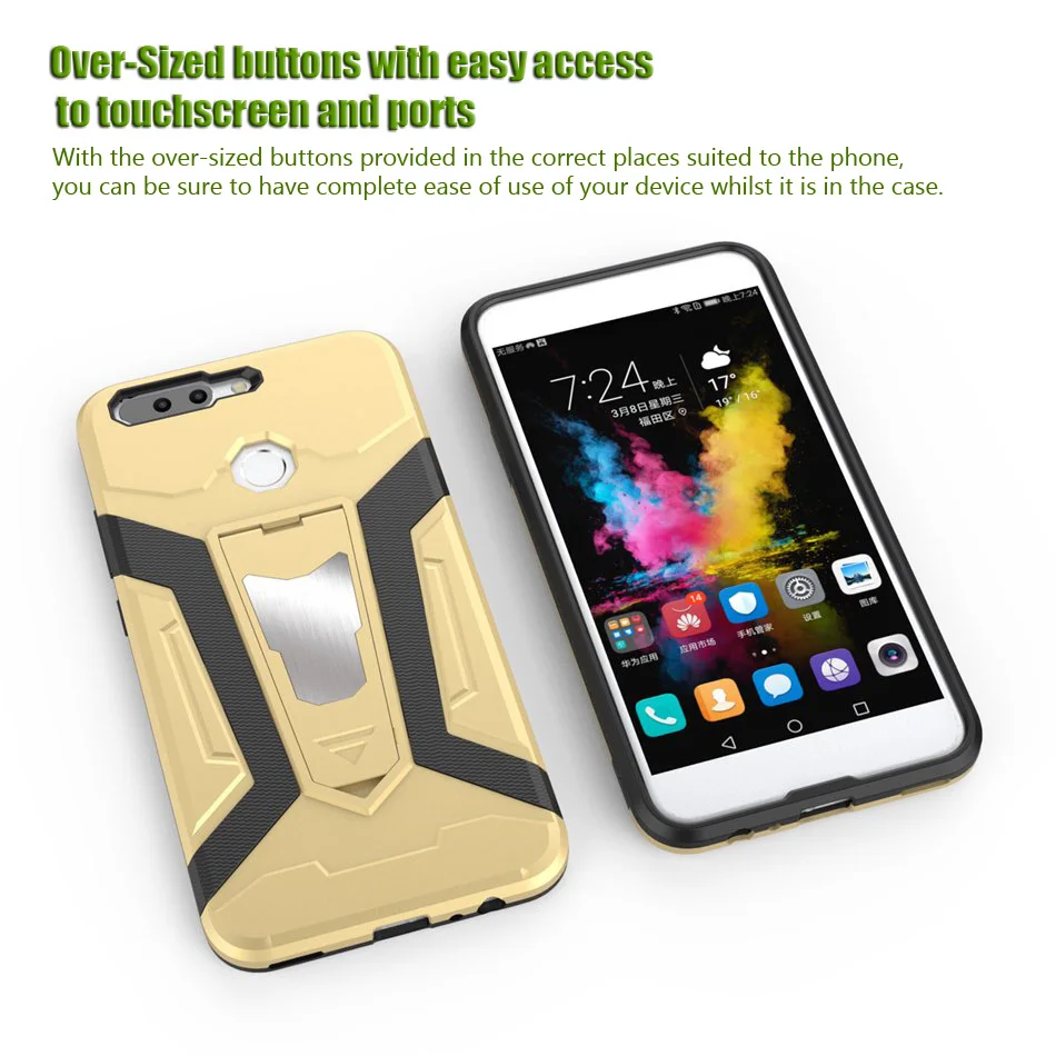 Heavy Duty Armor Style Case for Huawei Honor V9 Classic 4 in 1 Back Cover with Brushed Metal Sheet | Мобильные телефоны и