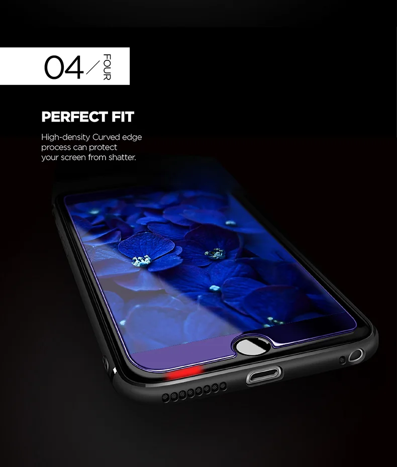 2 шт. пленка из закаленного стекла для iPhone 6, 7, 8, 8 plus, защита для экрана с закругленными краями и защитой от осколков 9 H, светильник синего цвета для iPhone X