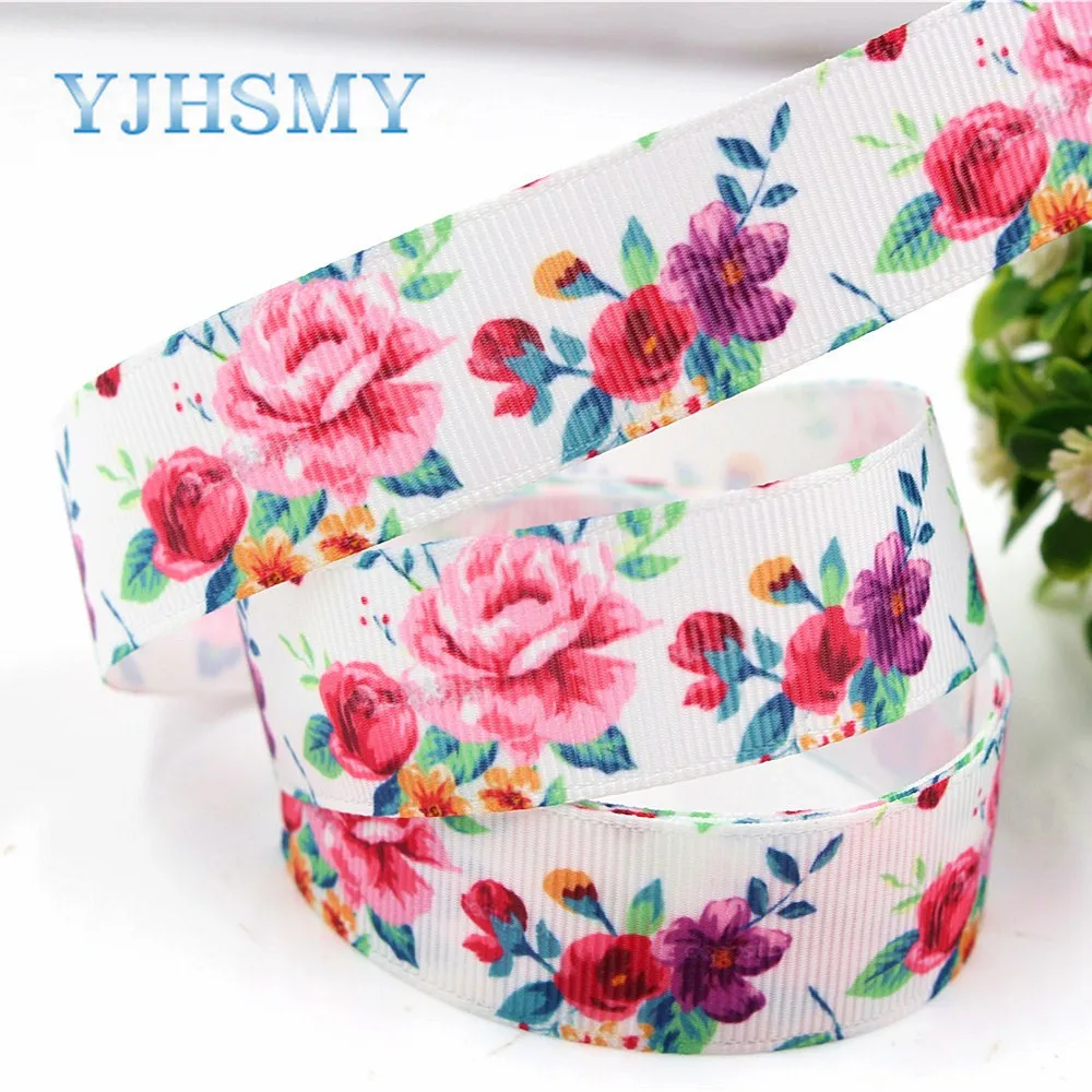 YJHSMY H 17523 941 10 ярдов 22 мм мультфильм цветок термопечать grosgrain Свадебные аксессуары