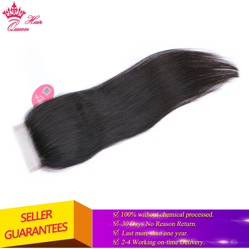 

Queen Hair Products Malaysian Human Straight Hair Lace Closure Free/Middle/ Three Part Closure 4x4 Virgin Hair Natural Color