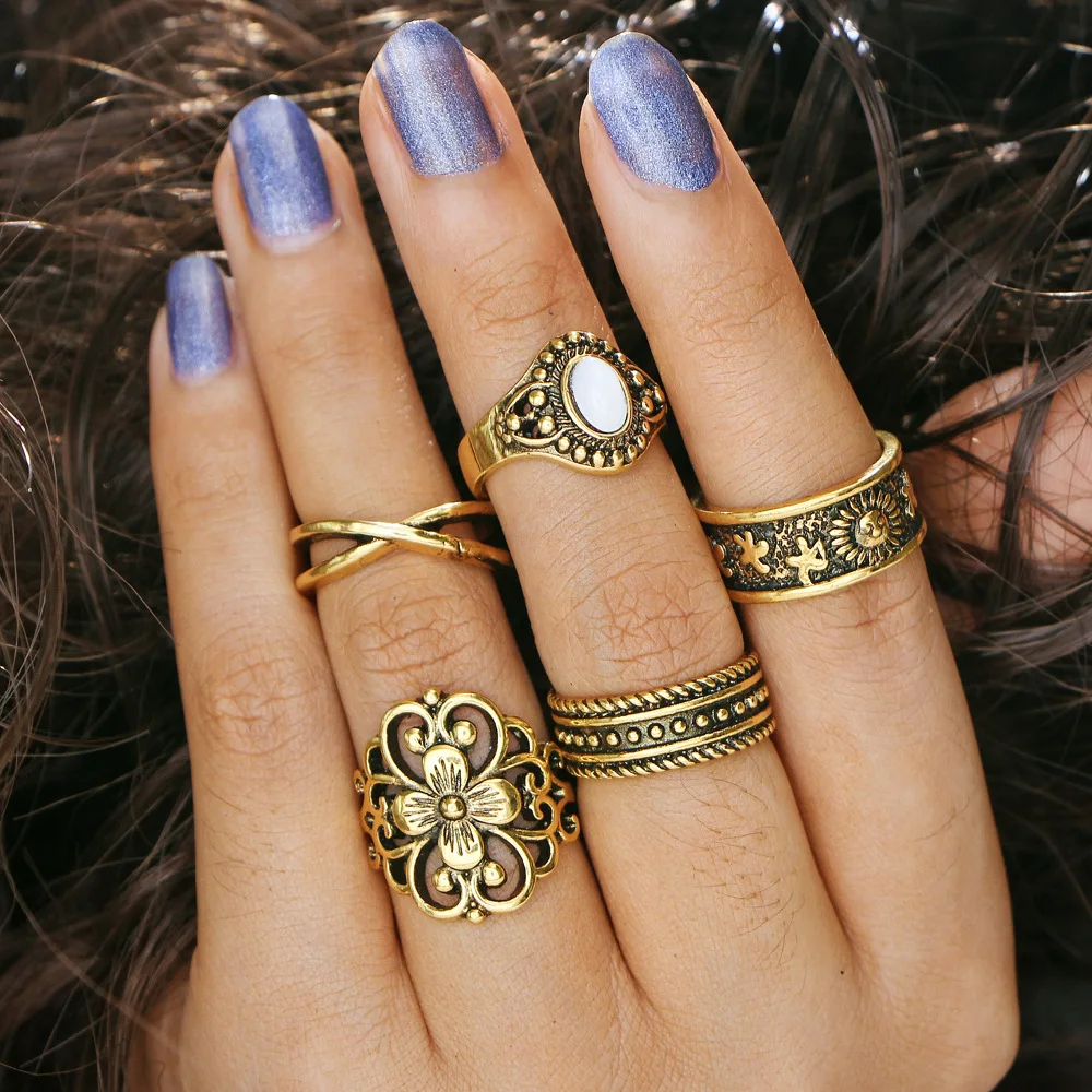 5 шт. женские кольца с камнями|knuckle ring set|ring setrings set for women |