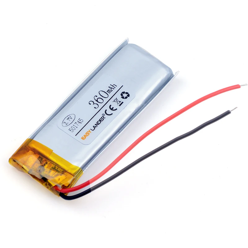 501745 3.7V 360mAh Rechargeable Li-Polymer Li-ion Battery For Mp3 Mp4 Mp5 DIY PAD DVD DVR E-book bluetooth headset 051745 501646 |