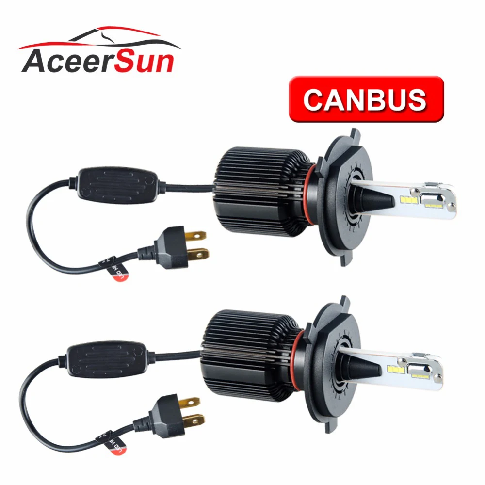 Aceersun светодиодный H7 H4 H11 H13 Canbus безвентиляторный со светодиодными кристаллами для