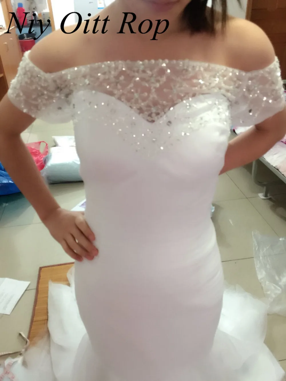 Vestidos De Novia Русалка торжественные платья бисером и блестками с плеча свадебные Robe