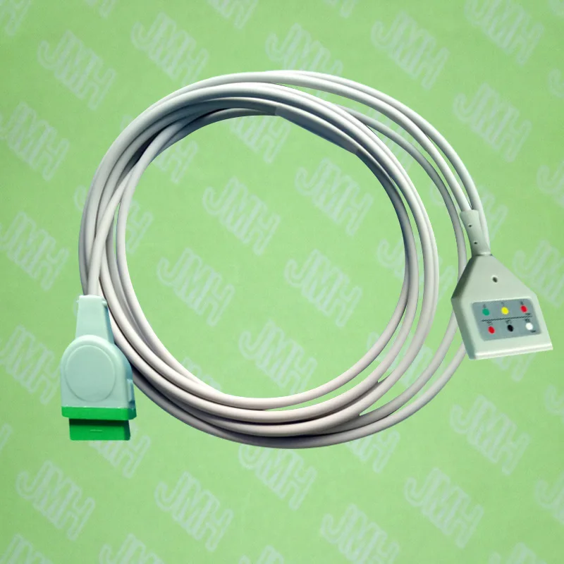 Совместим с 11 Pin GE-Marquette ECG машины 3 свинцовый кабель DIN багажника AHA и IEC этикетка