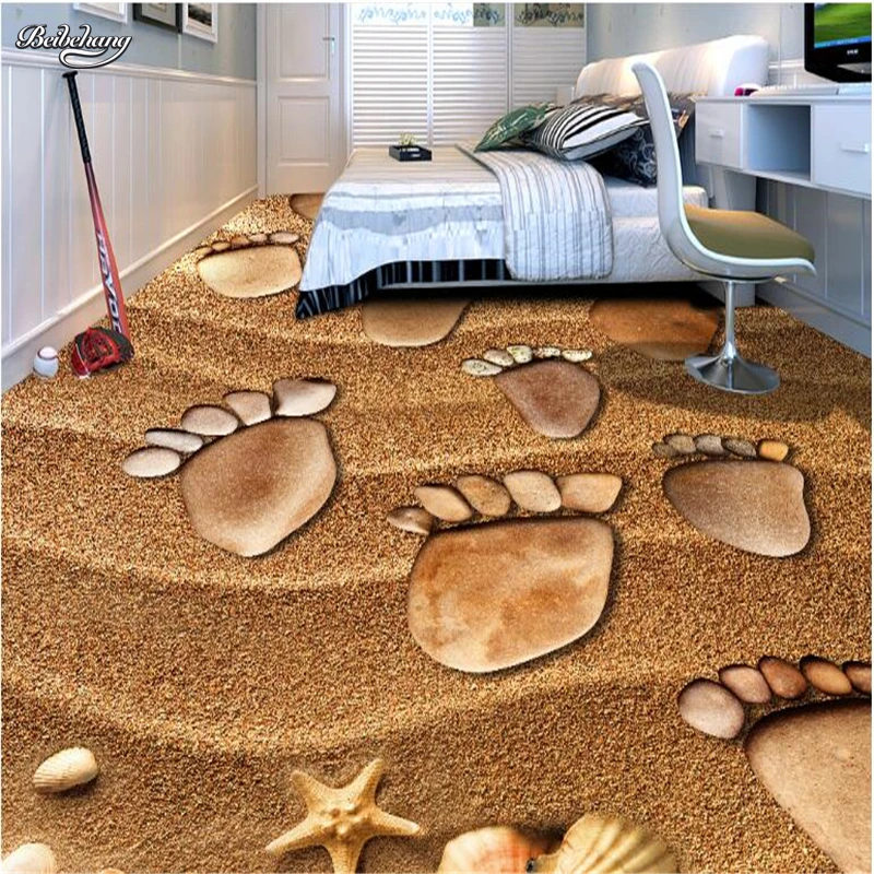 Объемные фотообои на заказ 3D пляжная галька печать ног напольная плитка плотная