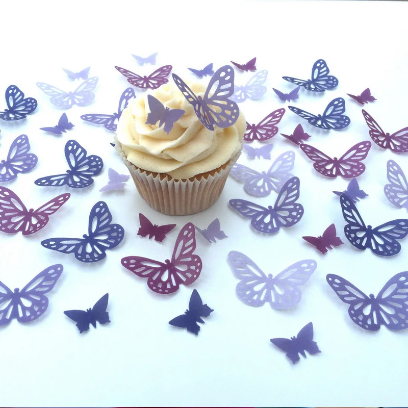 

Lace Butterflies Edible Wafer CupCake Topper Wedding birthday cake decoration ,cakes decorating tools party kitchen supply