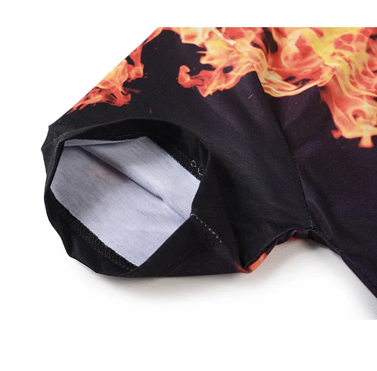 Для мужчин Мода Футболки для девочек новый 3D Пламени печатных футболка летние