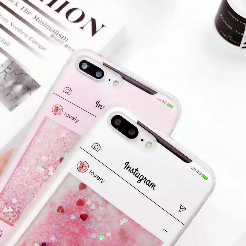 Жидкий блестящий чехол для iPhone X 8 7 plus плавающие блестки TPU прозрачная полная