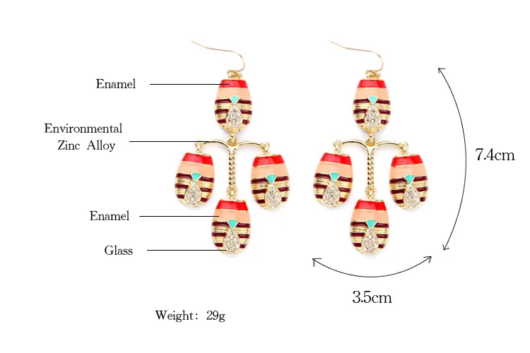 Роскошные брендовые серьги подвески с разноцветной эмалью Новое поступление в