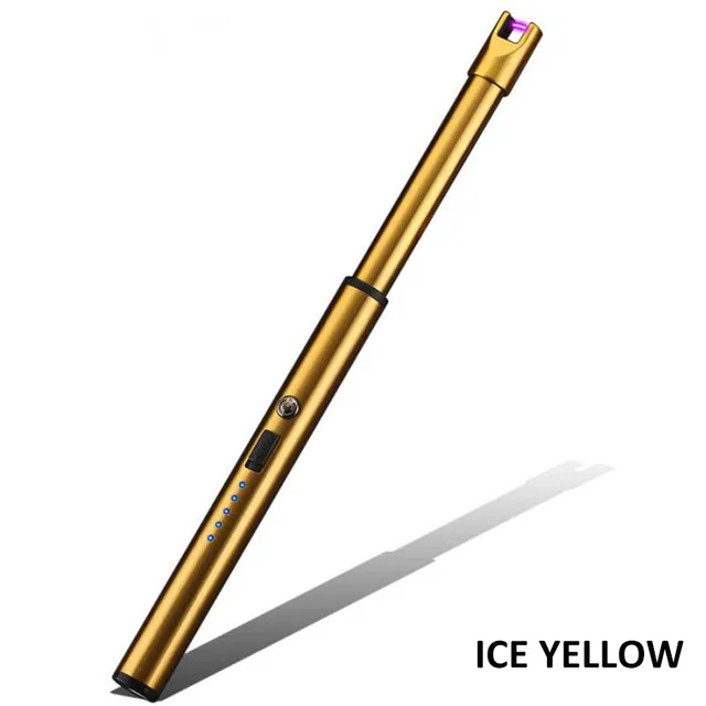 Ice Yellow Электрическая зажигалка с вращением на 360 градусов, USB перезаряжаемая зажигалка, Длинные кухонные электронные зажигалки без запаха, ветрозащитные Плазменные зажигалки AHC - Цвет: Ice Yellow