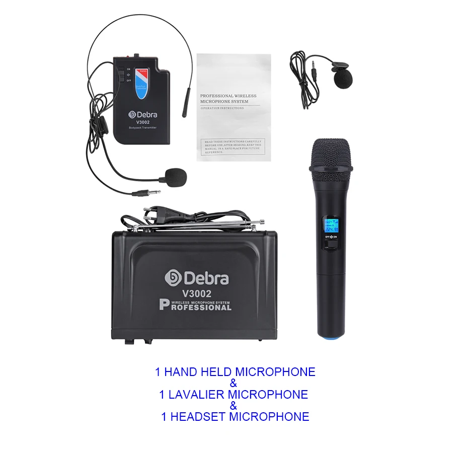 Debra аудио V3002 VHF беспроводной двойной петличный/гарнитура микрофон микрофонная система для свадьбы, караоке, деловых встреч