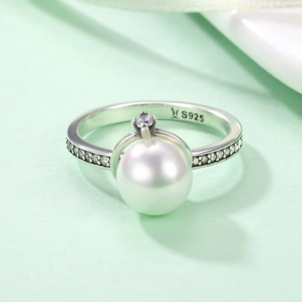 HoHangFuk уникальный стерлингового серебра 925 модные яркие CZ & Pearl перстни для Для