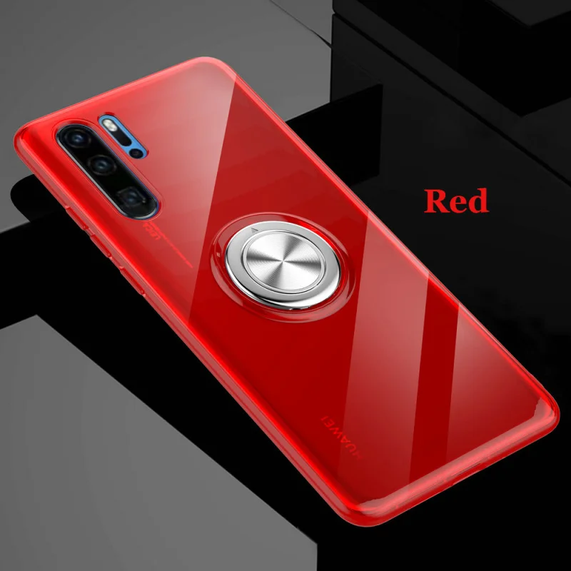 Red 1 шт. для huawei P30 Pro P30 Lite P30 вращающийся магнитный автомобильный держатель противоударный Прозрачный чехол для huawei P20 Pro P20 Lite Nova 3E - Цвет: Red