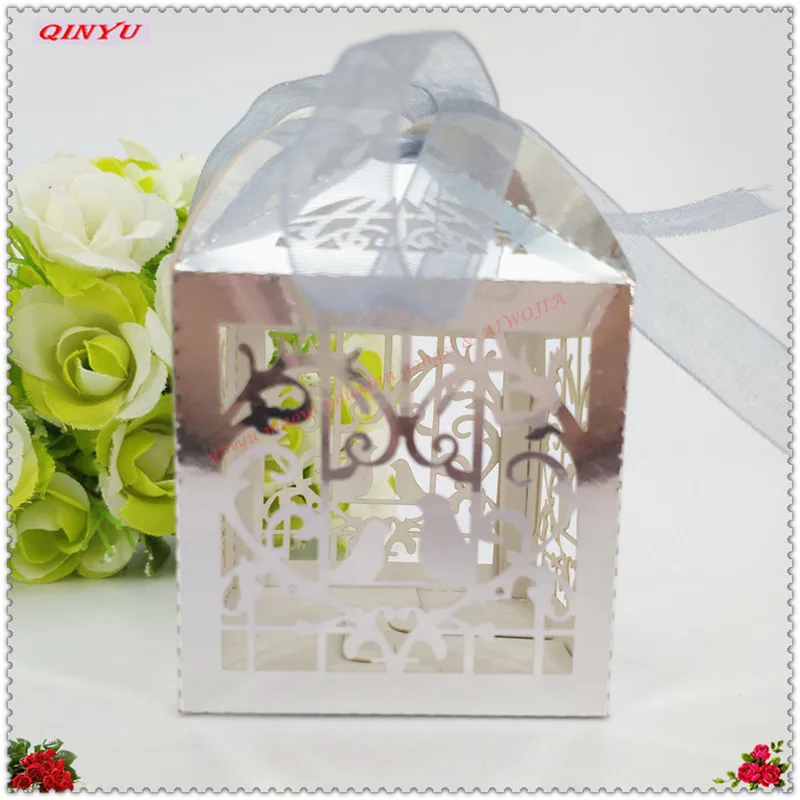 50 шт./упаковка коробка для конфет с лентой влюбленных Свадебные конфетные