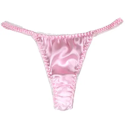 Weak pink 3 шт./лот, женские сексуальные шелковые трусики стринги шелк тутового шелкопряда - Цвет: Weak pink