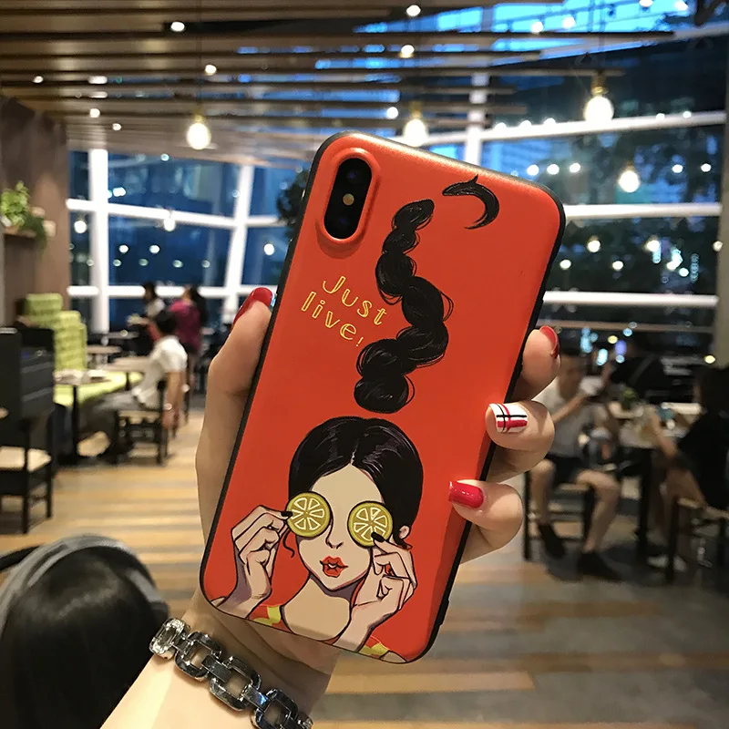 Newst Original playful girl Phone Cases for iPhone x Case For Apple iphone6 6Plus 6SPlus Coque IMD TPU Red Covers Capa Fundas | Мобильные