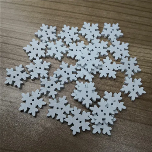 white snowflake 50 шт. смешанные милые Мультяшные животные деревянные пуговицы 2 отверстия Скрапбукинг ремесла DIY Швейные аксессуары украшения принадлежности - Цвет: white snowflake
