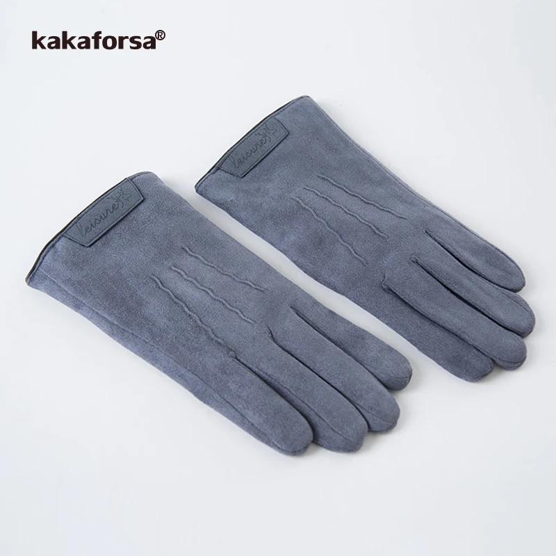 Grey Kakaforsa, мужские теплые перчатки с сенсорным экраном, плотные варежки, модные мужские зимние перчатки, зимние нейлоновые варежки, Новинка - Цвет: Grey