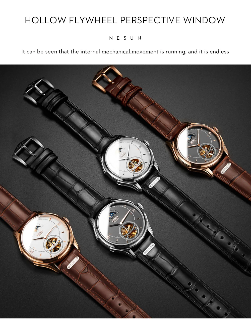 Швейцария NESUN Tourbillon механические часы для мужчин люксовый бренд автоматический бизнес Скелет Водонепроницаемый Relogio Masculino M9038-4