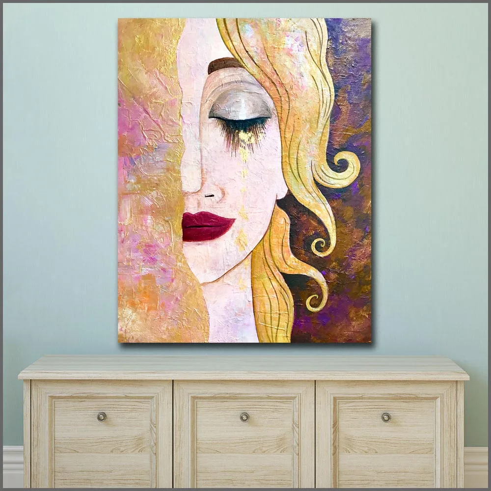 Wlong домашний декор настенное искусство Love Tear Klimt картина маслом на холсте картины
