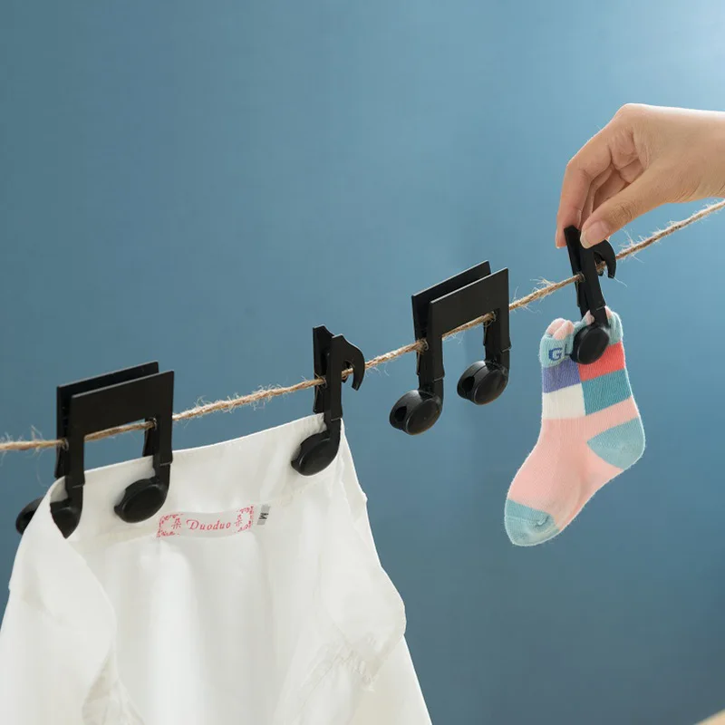 

2pcs/set Music Note Single Double Notes Sock Clips Socks Bag Clip Clamp Cloth Dry Storage Hanger Lingerie Hooks Drying Hat