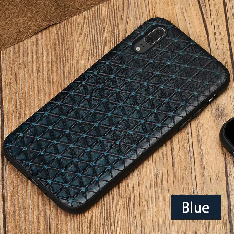 Blue Чехол для Huawei P10 для телефона из натуральной кожи P20 Lite Pro, чехол в деловом стиле с треугольной текстурой для mate 9 10 pro Honor 9 10, чехол - Цвет: Blue