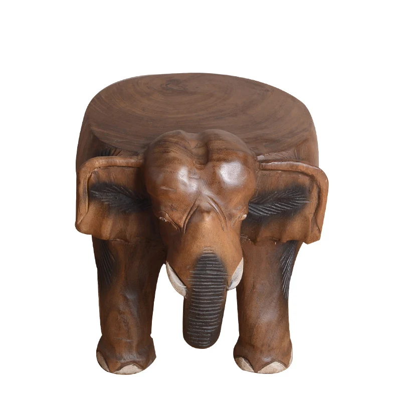 Animal elephant lucky shoes stool creative wood short bench solid children's dining table handmade ornaments | Мебель